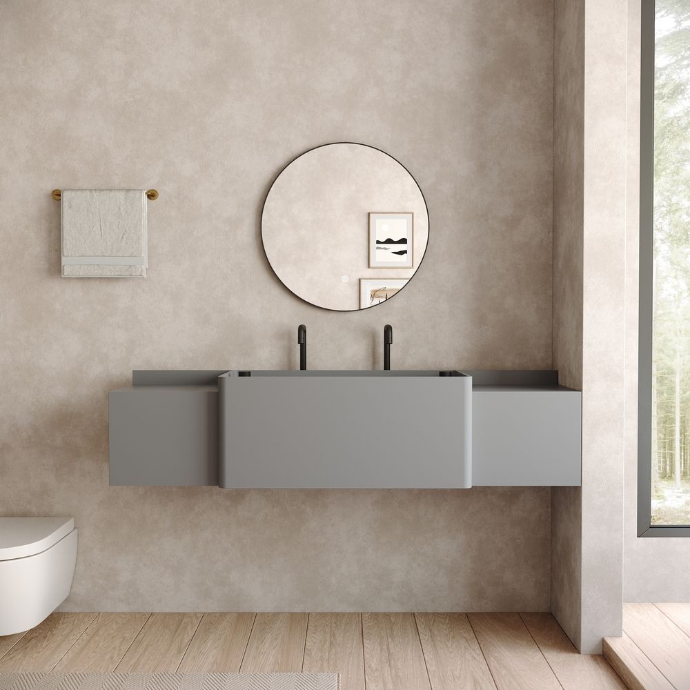 KT-6525 Modern Minimalist Solid Surface Wall-Mounted Basin