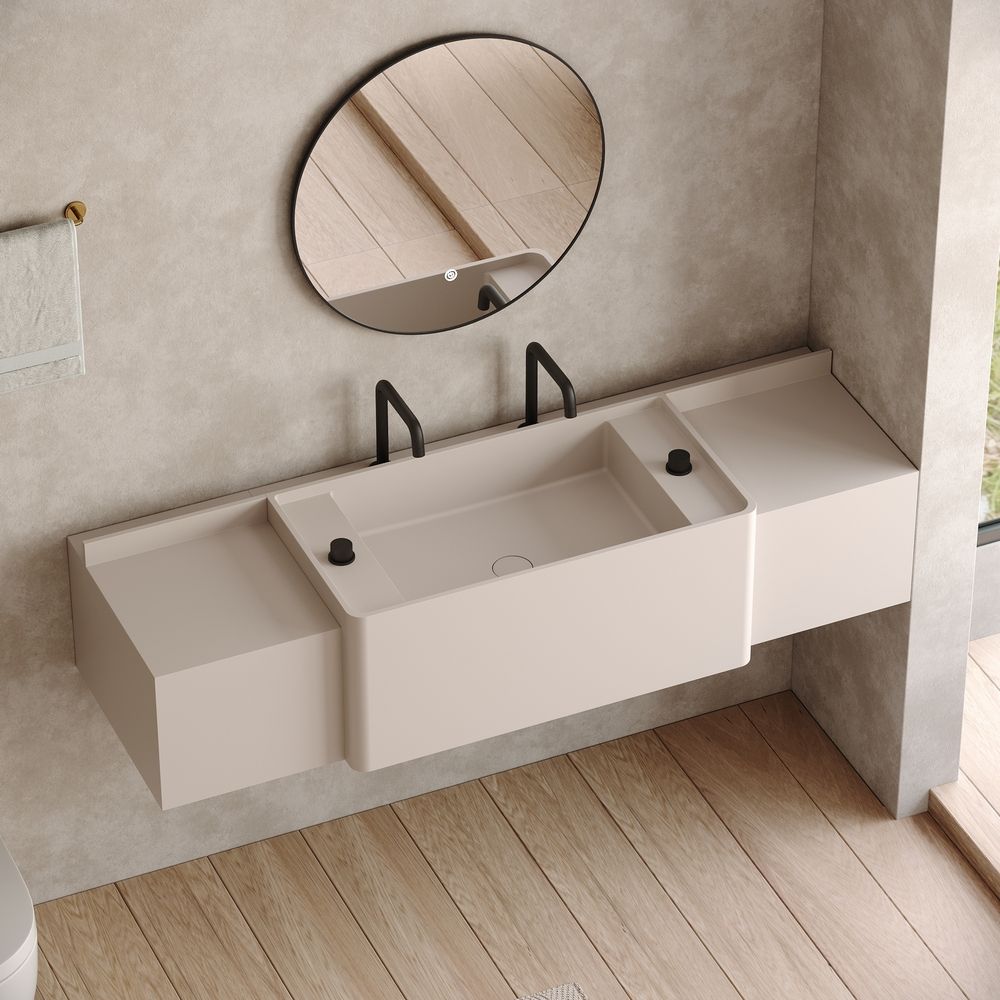 KT-6525 Modern Minimalist Solid Surface Wall-Mounted Basin