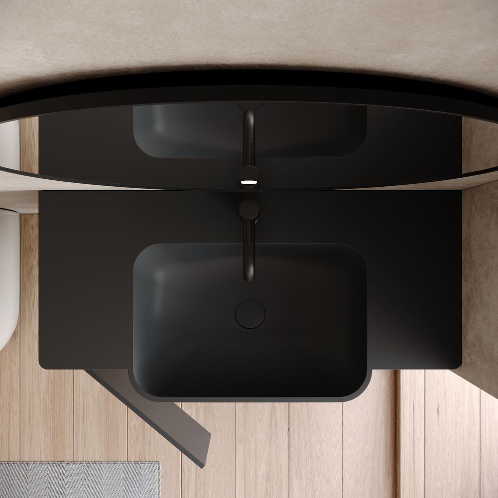 KT-6526 Modern Minimalist Solid Surface Wall-Mounted Basin Bathroom Cabinet