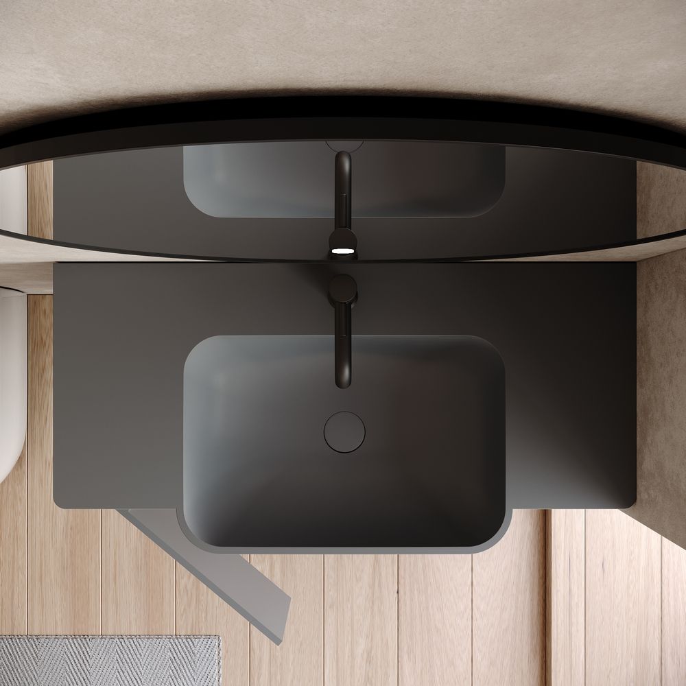 KT-6526 Modern Minimalist Solid Surface Wall-Mounted Basin Bathroom Cabinet