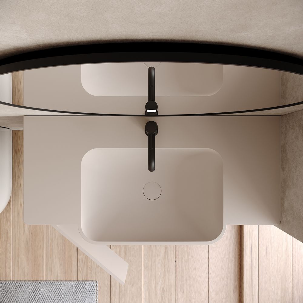 KT-6526 Modern Minimalist Solid Surface Wall-Mounted Basin Bathroom Cabinet