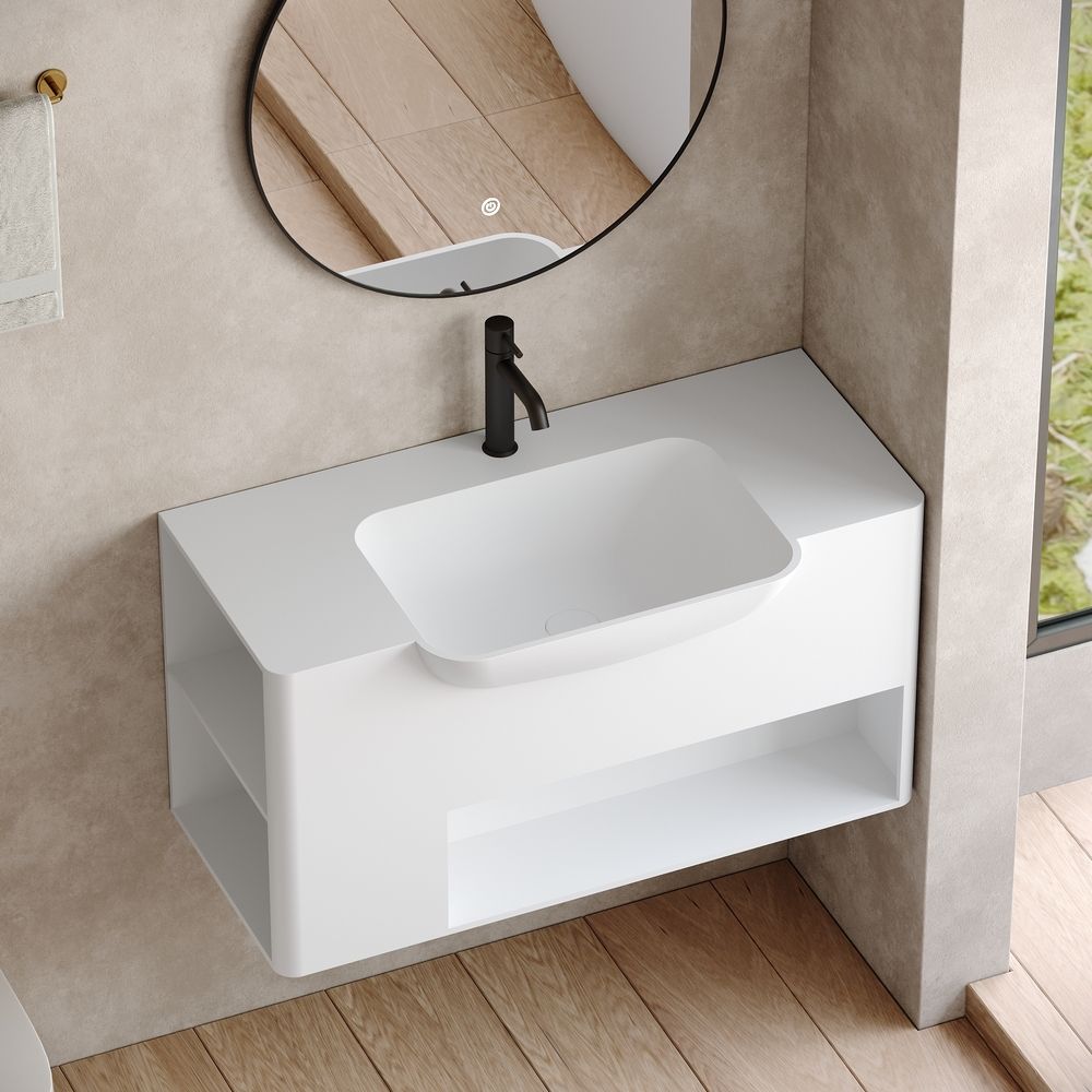 KT-6527 Minimalist Versatile Solid Surface Wall-Mounted Wash Basin