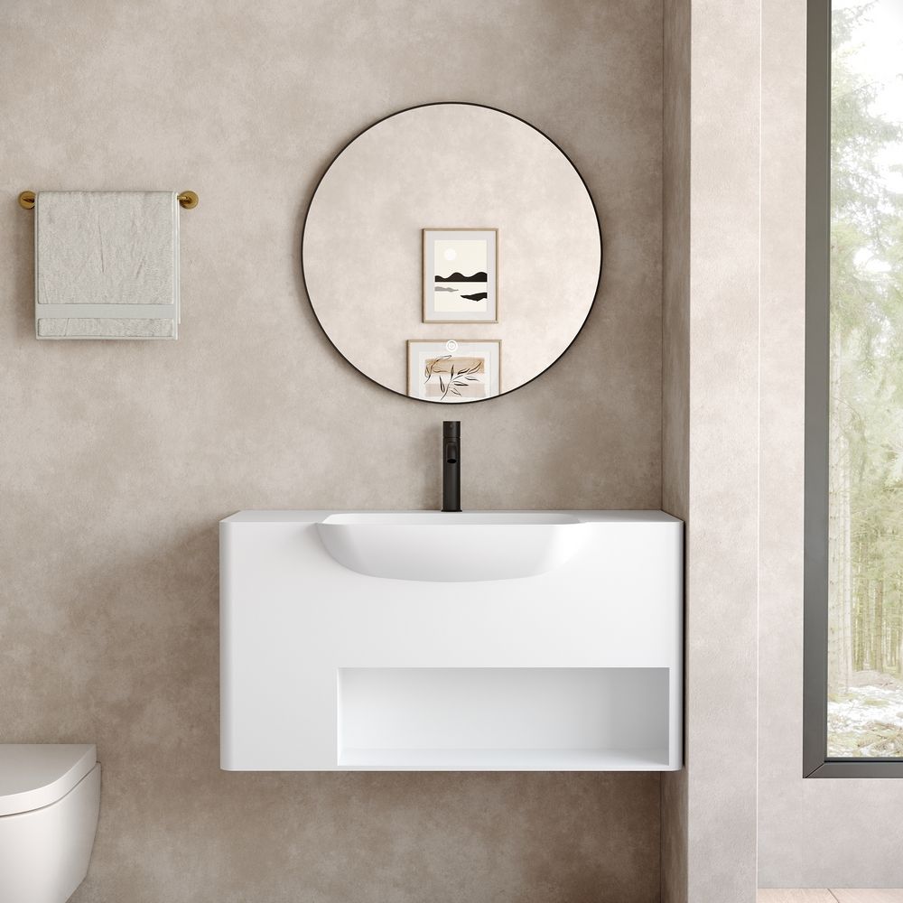 KT-6527 Minimalist Versatile Solid Surface Wall-Mounted Wash Basin