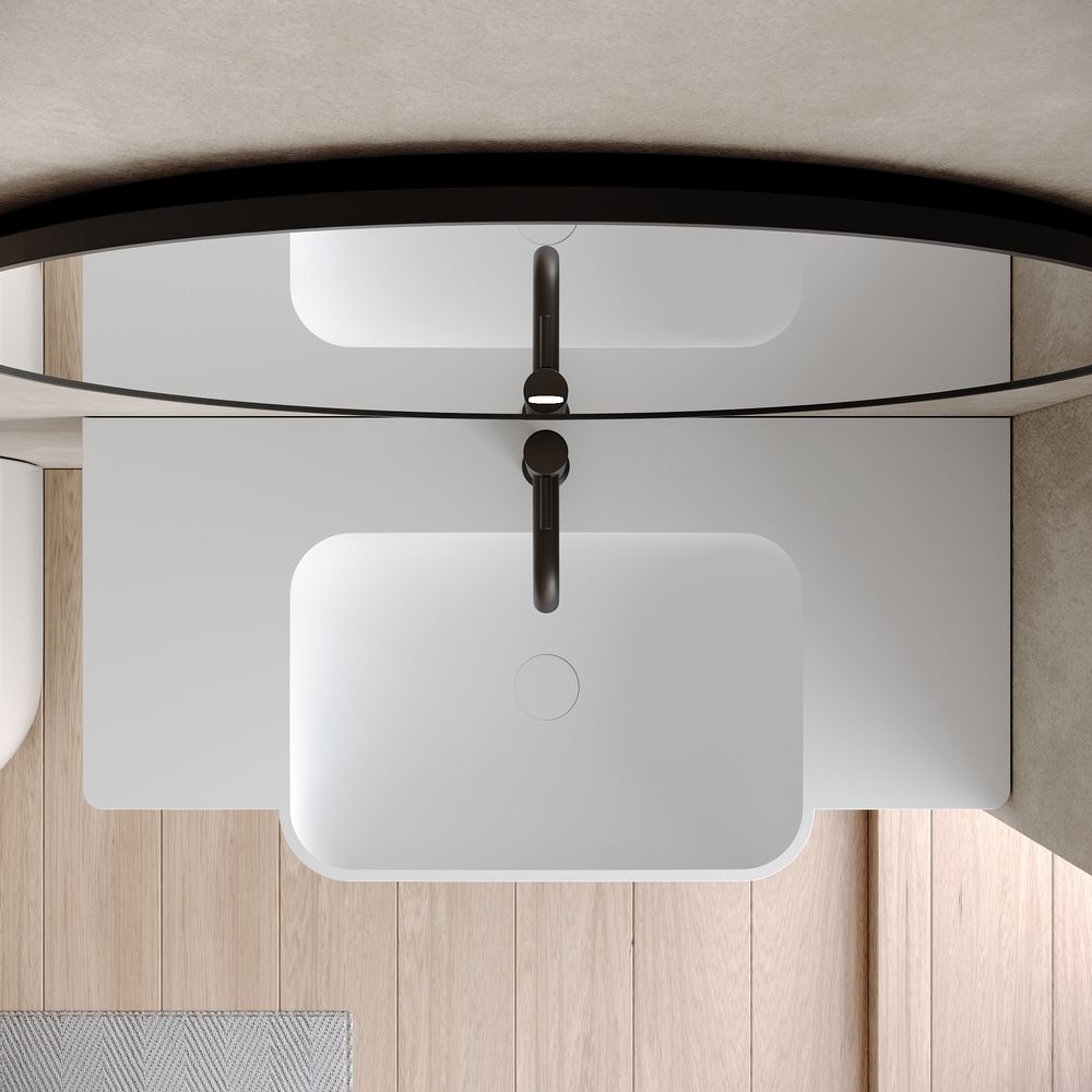 KT-6528 Curved Corner Minimalist Solid Surface Wall-Mounted Basin