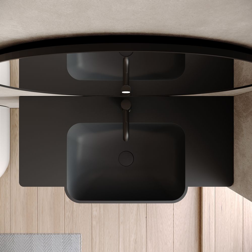 KT-6528 Curved Corner Minimalist Solid Surface Wall-Mounted Basin