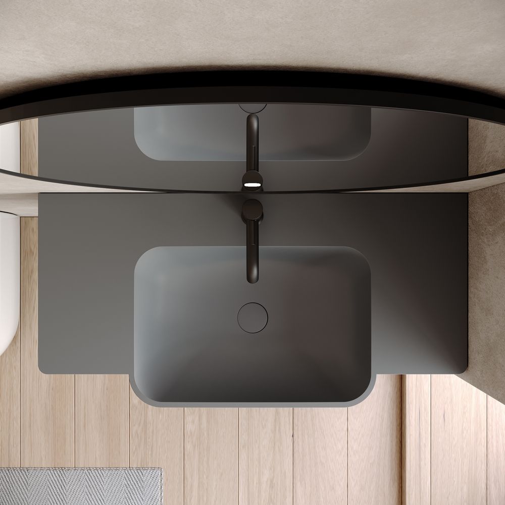 KT-6528 Curved Corner Minimalist Solid Surface Wall-Mounted Basin