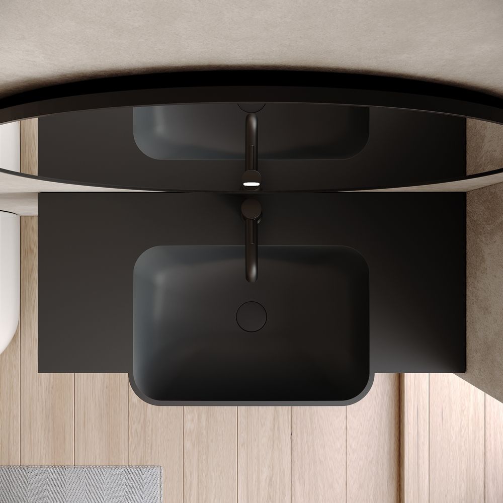 KT-6528 Square Corner Minimalist Solid Surface Wall-Mounted Basin