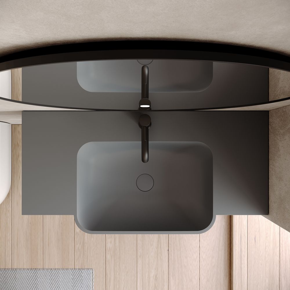 KT-6528 Square Corner Minimalist Solid Surface Wall-Mounted Basin