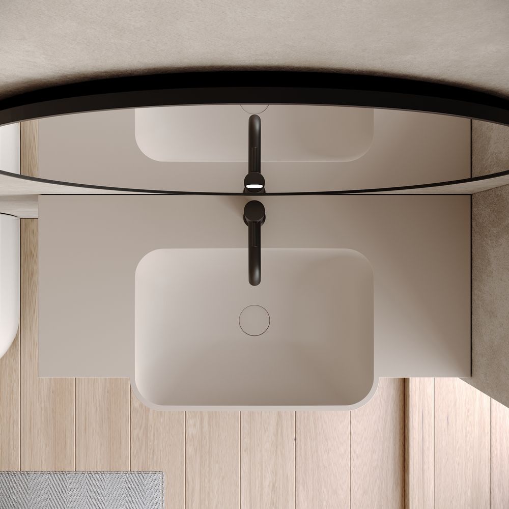 KT-6528 Square Corner Minimalist Solid Surface Wall-Mounted Basin