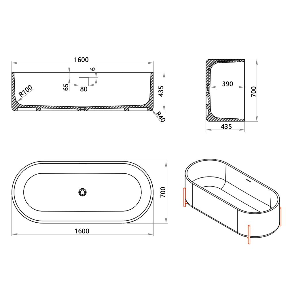 KT-8301 Modern Luxury Artistic Solid Surface Bathtub