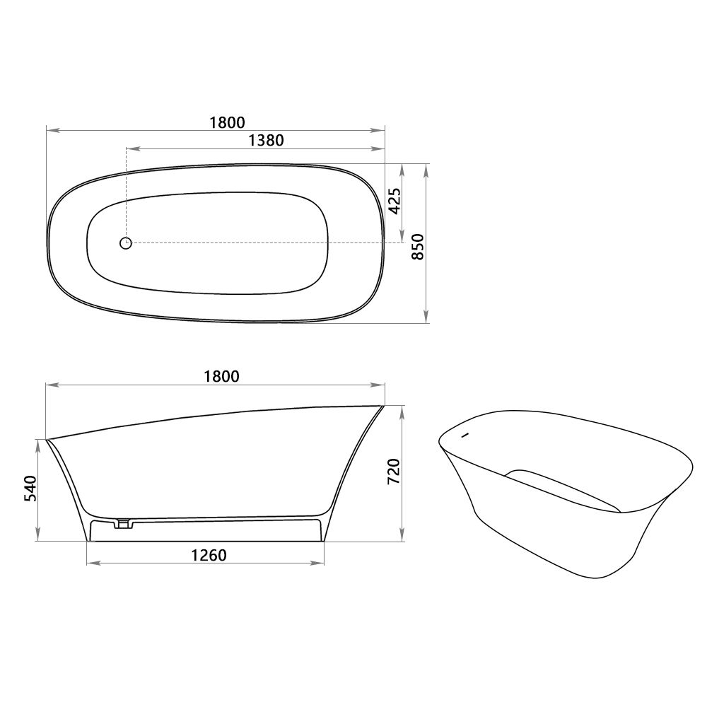 KT - 8404 Artistic Curved Solid Surface Bathtub