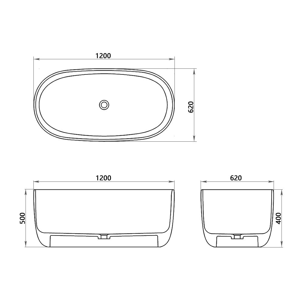 KT - 8405 Oval Luxury Solid Surface Bathtub