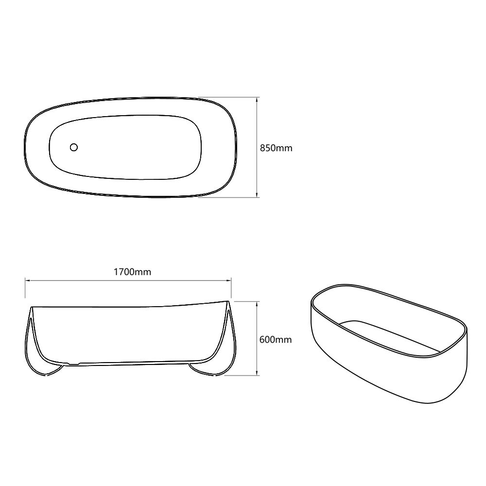 KT - 8411 Light Luxury Freestanding Solid Surface Bathtub