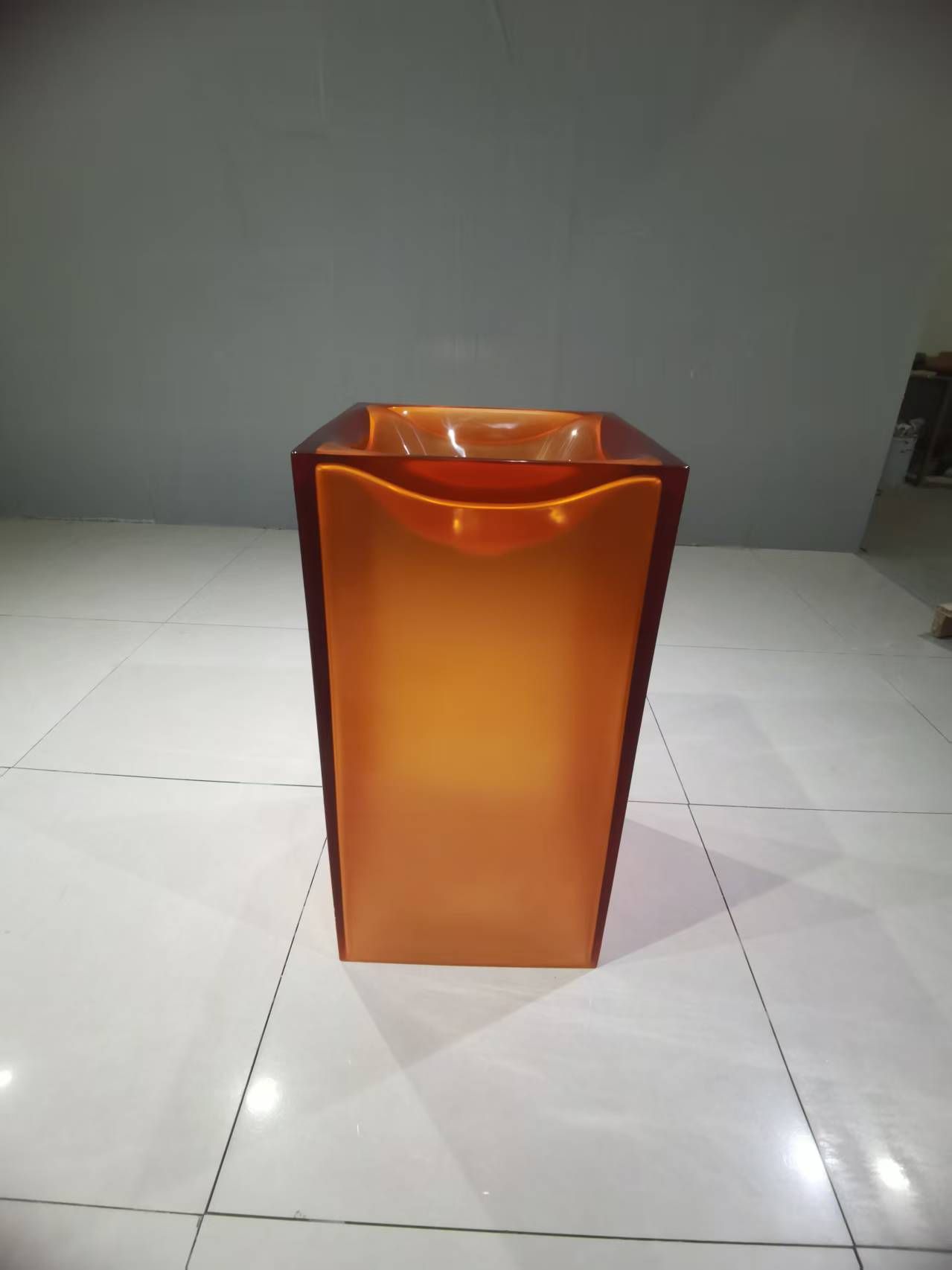KT-3035 Orange Transparent Resin Freestanding Wash Basin