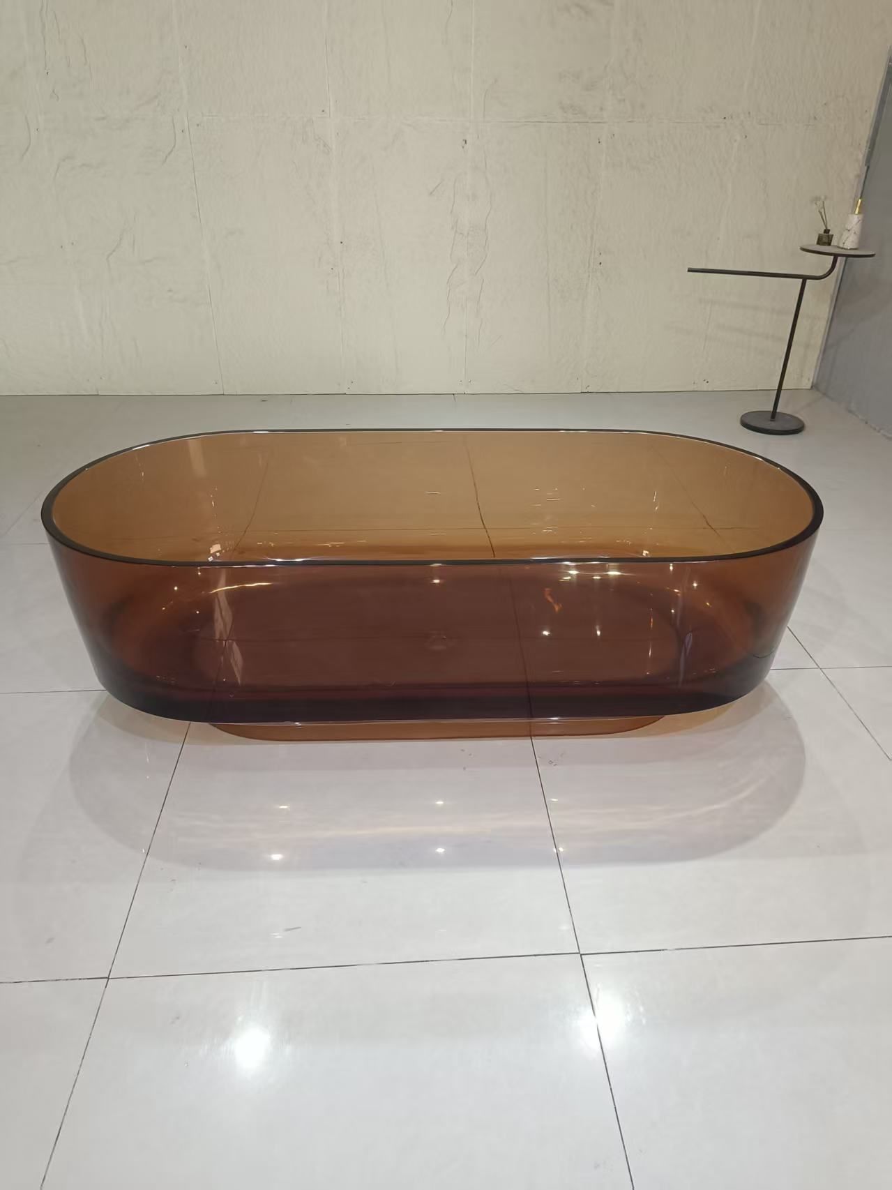 KT-8217 Runway-Shaped Transparent Resin Freestanding Bathtub