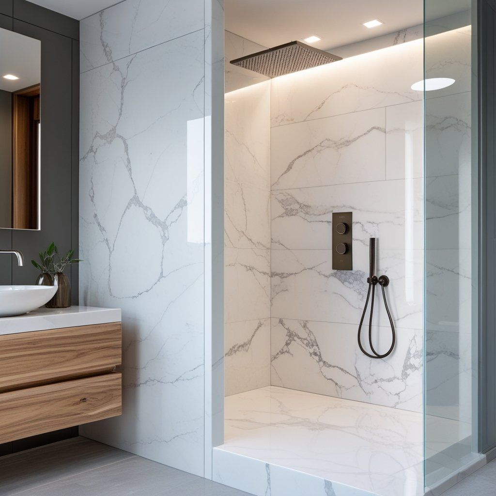Solid Surface Shower Wall Panels: Always Clean, Always Bright