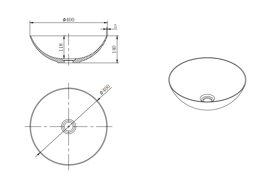 KT-2001 Artistic Red Solid Surface Round Above-Counter Basin