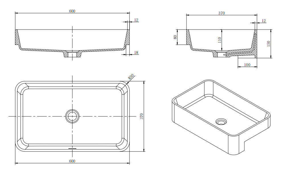 KT-2135 Modern Minimalist Yellow Solid Surface Countertop Basin
