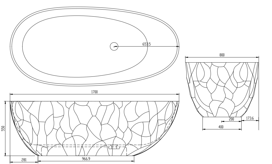 KT-8419 Artistic Relief Freestanding Artificial Stone Bathtub