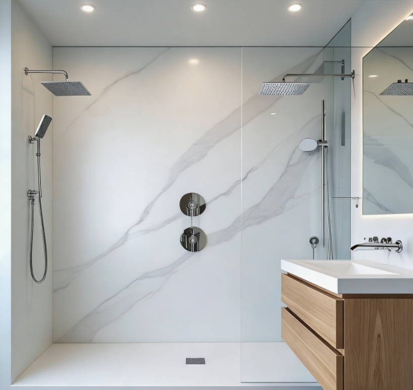 【Shower Enclosure Engineered Stone Wall Panels】– Engineered-stone shower wall panels: How German project developers cut construction costs by 18 % with B2B shower-enclosure systems