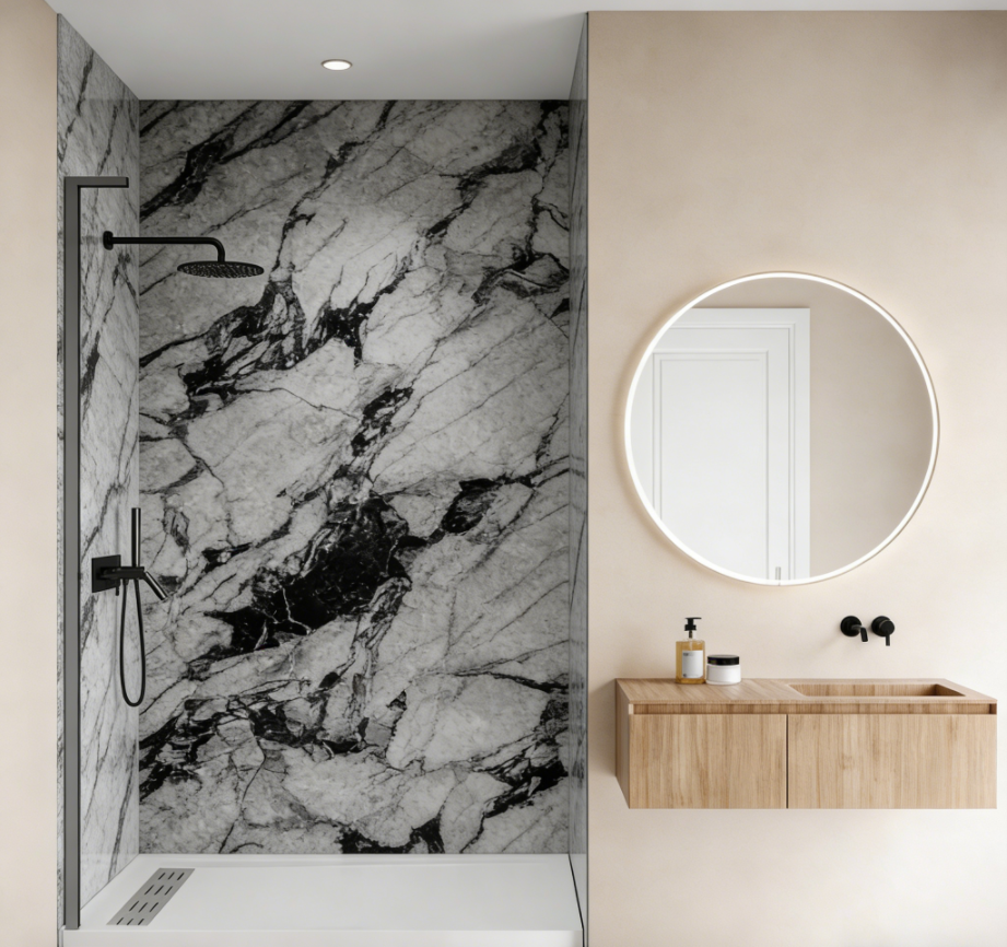 Panneau de Paroi en Pierre Artificielle pour Douche – Artificial Stone Shower Wall Panel & Wholesale Stone Wall Panels: How to Select the B2B Shower Wall Supplier That Boosts Your 2025 Renovation Marges