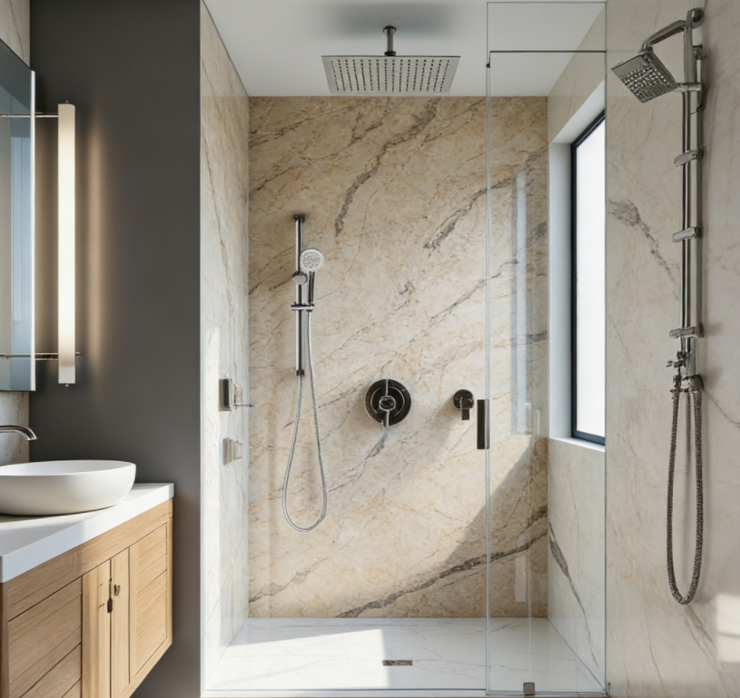 【Panneau de Revêtement en Pierre Artificielle pour Douches】-【Artificial Stone Shower Wall Panel】: How a French B2B Shower Wall Supplier Cuts Hotel Renovation Costs by 30 % with Synthetic Stone Shower Cladding France?