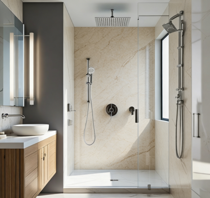 Shower Enclosure Artificial Stone Wall Panels – Shower Enclosure Artificial Stone Wall Panels UAE: 7 Cost-Saving Tactics for UAE Developers to Cut Fit-Out Time by 30 %