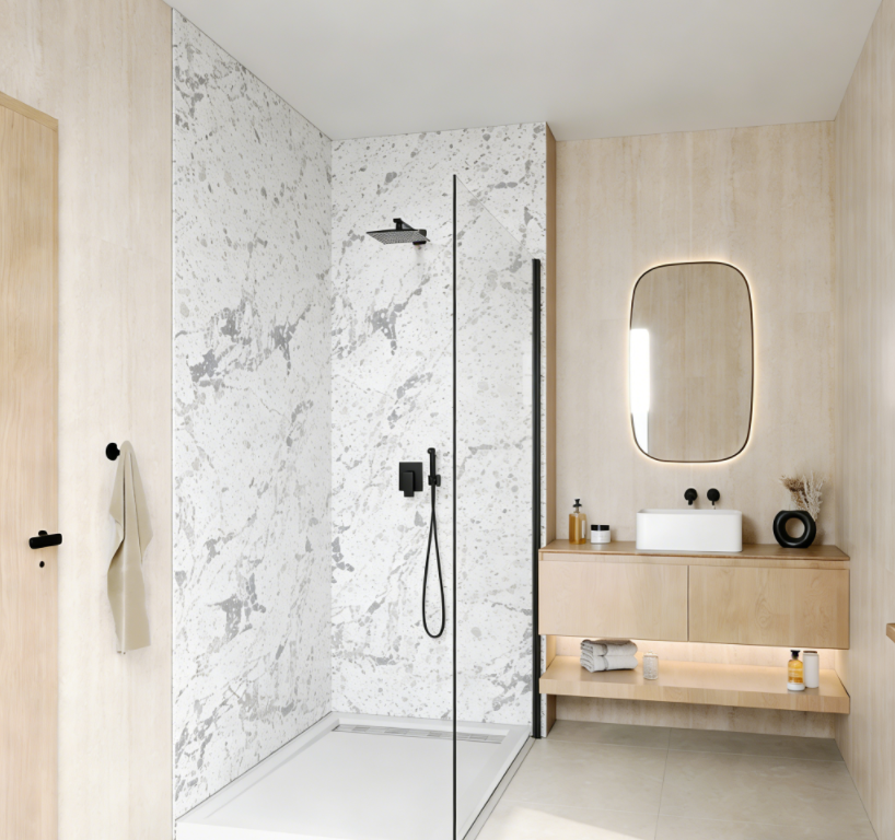 Shower Room Artificial Stone Wall Panels – Shower Wall Artificial Stone UAE: 7 Proven Ways UAE Developers Cut Fit-Out Costs by 23 % with Wholesale Solid-Surface Panels