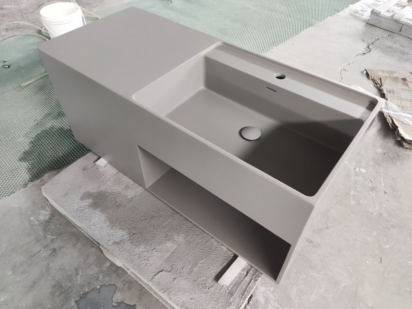 KT-6515 grey color solid surface wall-mounted washbasin