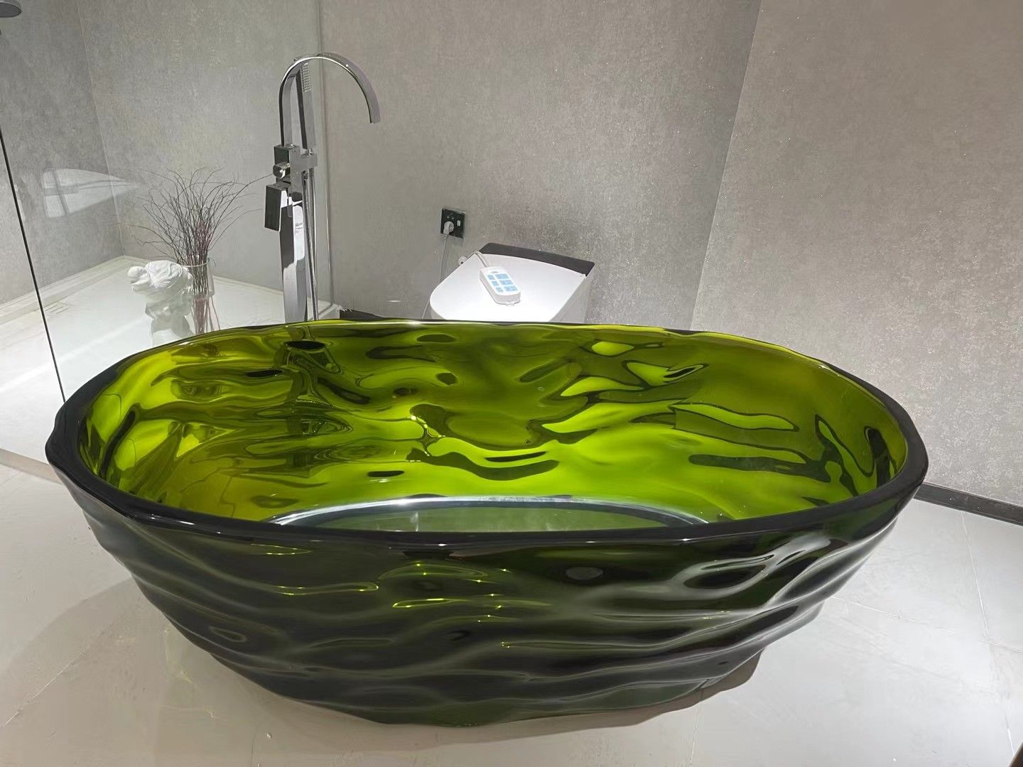 KT-8119 transparent resin bathtub, multicolor ripple freestanding bathtub