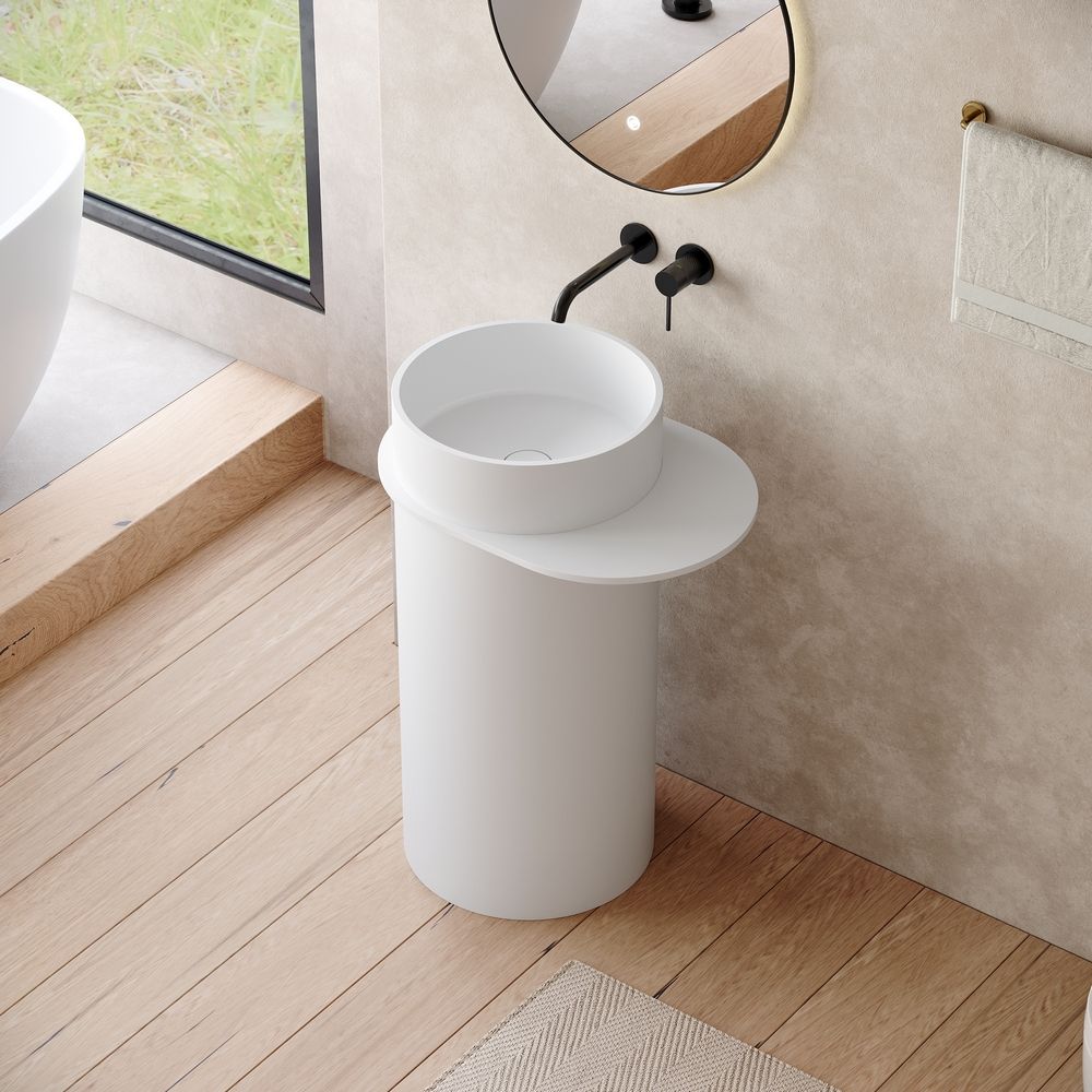 KT-6529 Minimalist Solid Surface Pedestal Basin