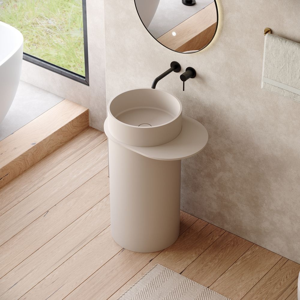 KT-6529 Minimalist Solid Surface Pedestal Basin