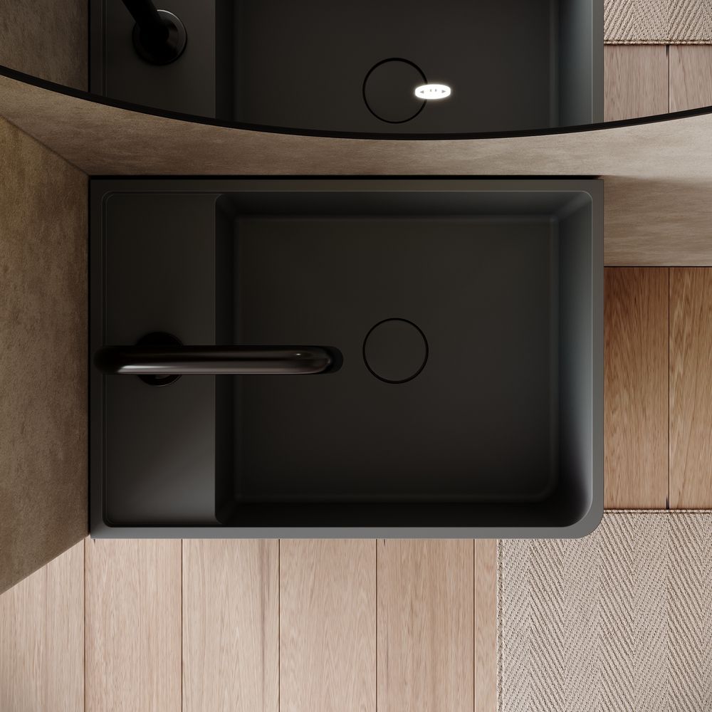 KT-6531 Solid Surface Pedestal Basin with Storage