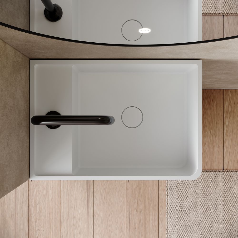 KT-6531 Solid Surface Pedestal Basin with Storage