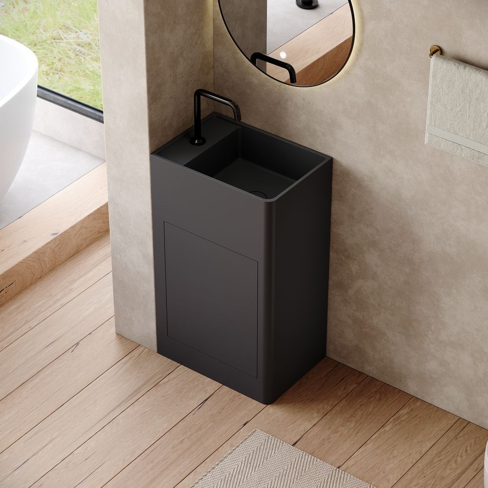 KT-6531 Solid Surface Pedestal Basin with Storage