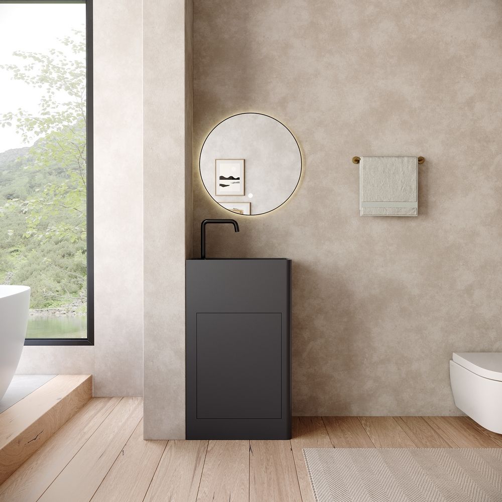 KT-6531 Solid Surface Pedestal Basin with Storage