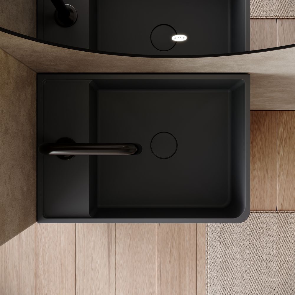 KT-6531 Solid Surface Pedestal Basin with Storage