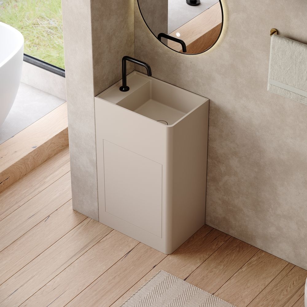 KT-6531 Solid Surface Pedestal Basin with Storage