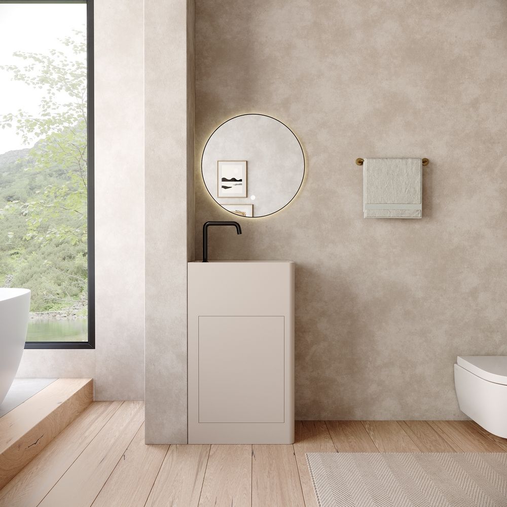 KT-6531 Solid Surface Pedestal Basin with Storage