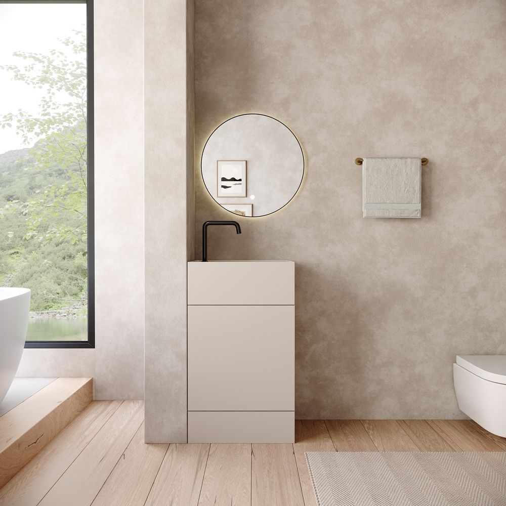 KT-6532 Solid Surface Pedestal Basin with Storage