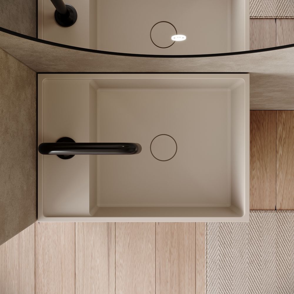 KT-6532 Solid Surface Pedestal Basin with Storage