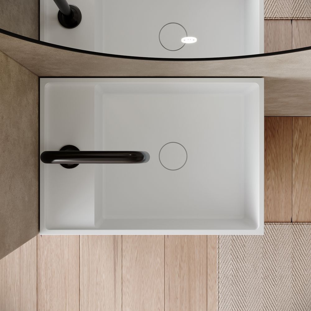 KT-6532 Solid Surface Pedestal Basin with Storage