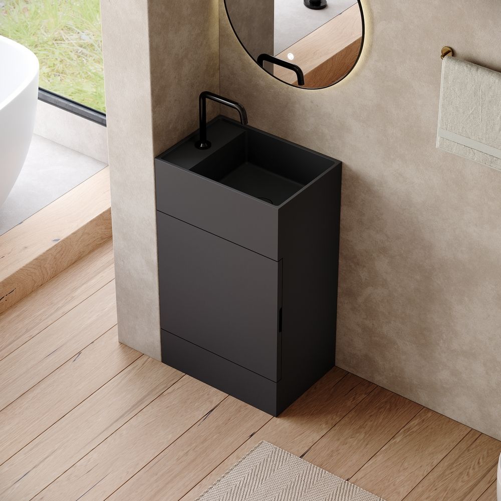 KT-6532 Solid Surface Pedestal Basin with Storage