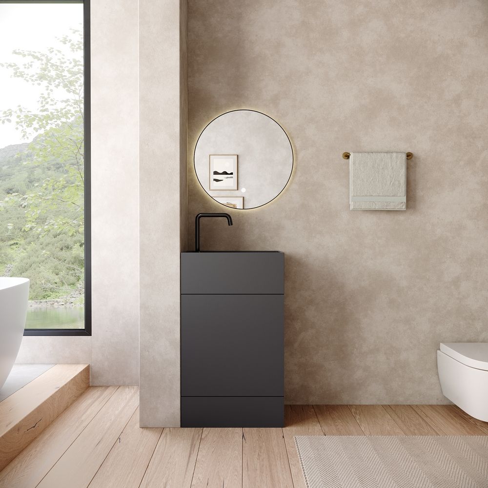 KT-6532 Solid Surface Pedestal Basin with Storage