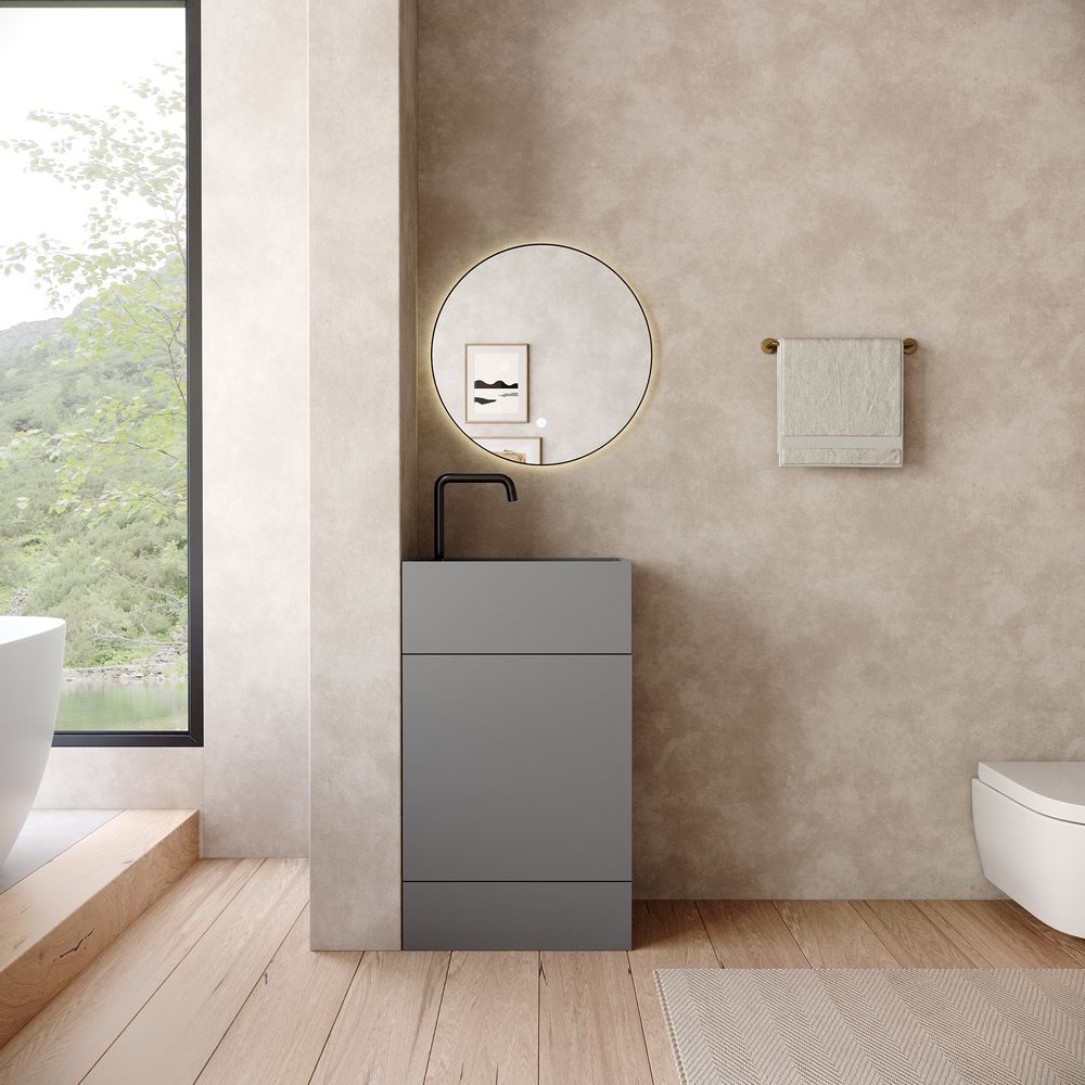 KT-6532 Solid Surface Pedestal Basin with Storage