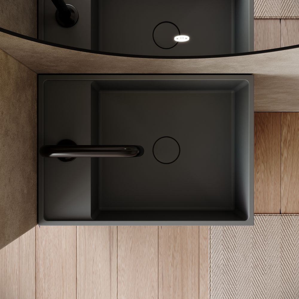 KT-6532 Solid Surface Pedestal Basin with Storage