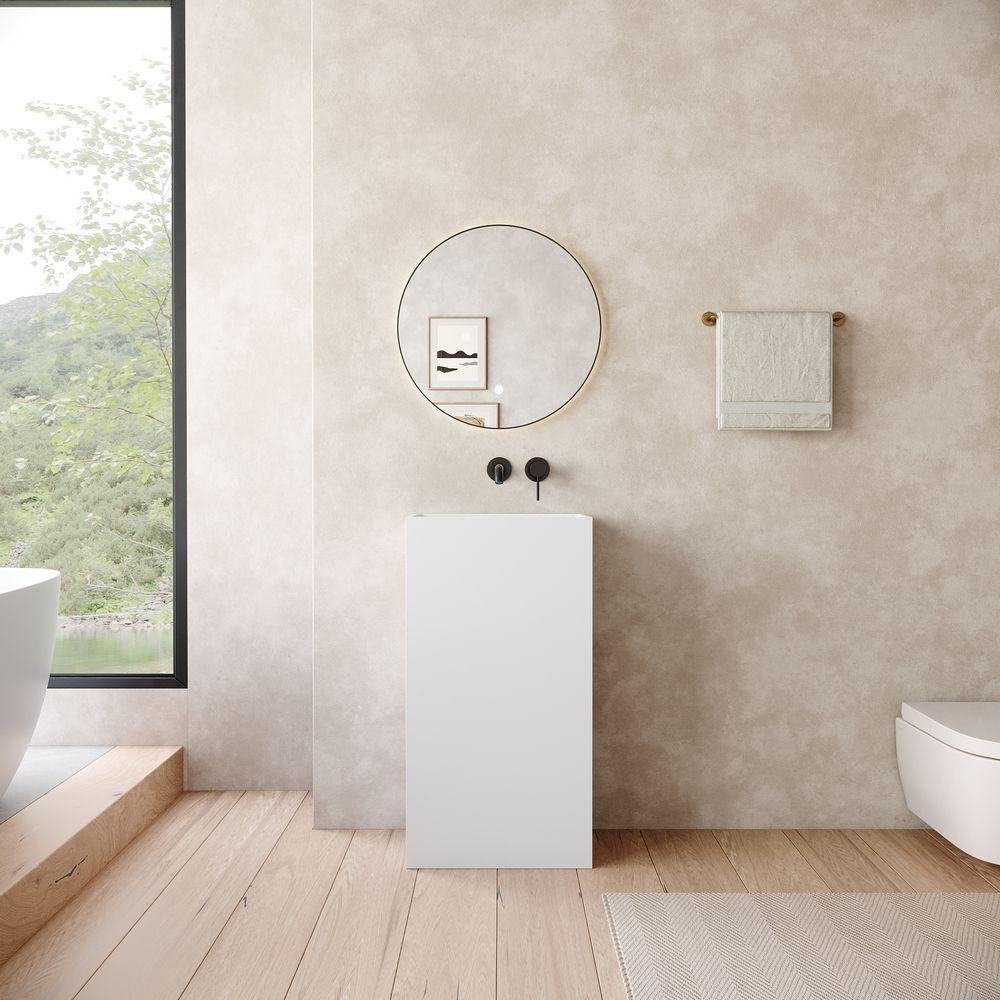 KT-6533 Open-Style Layered Storage Solid Surface Pedestal Basin