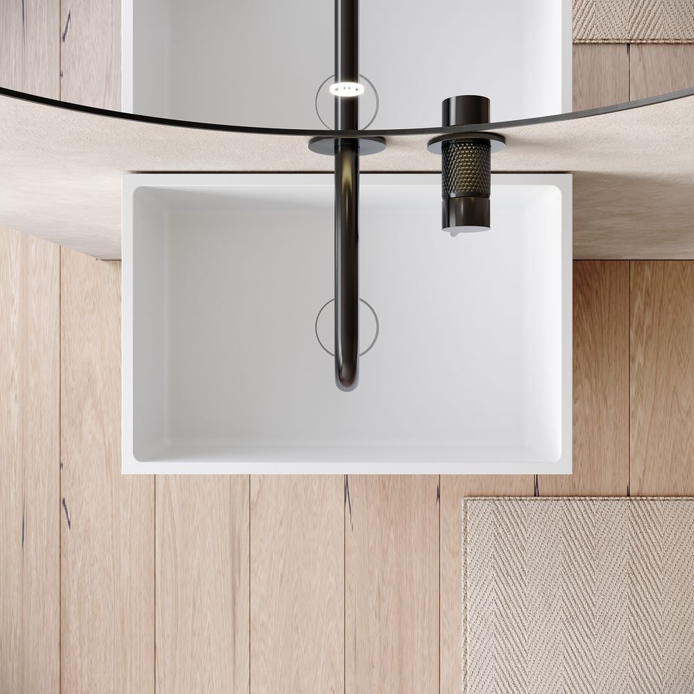 KT-6533 Open-Style Layered Storage Solid Surface Pedestal Basin