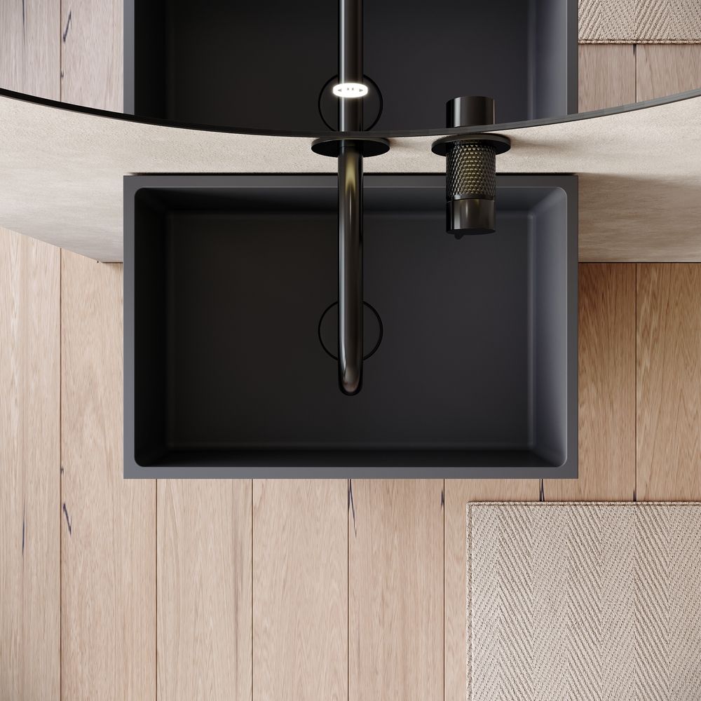 KT-6533 Open-Style Layered Storage Solid Surface Pedestal Basin