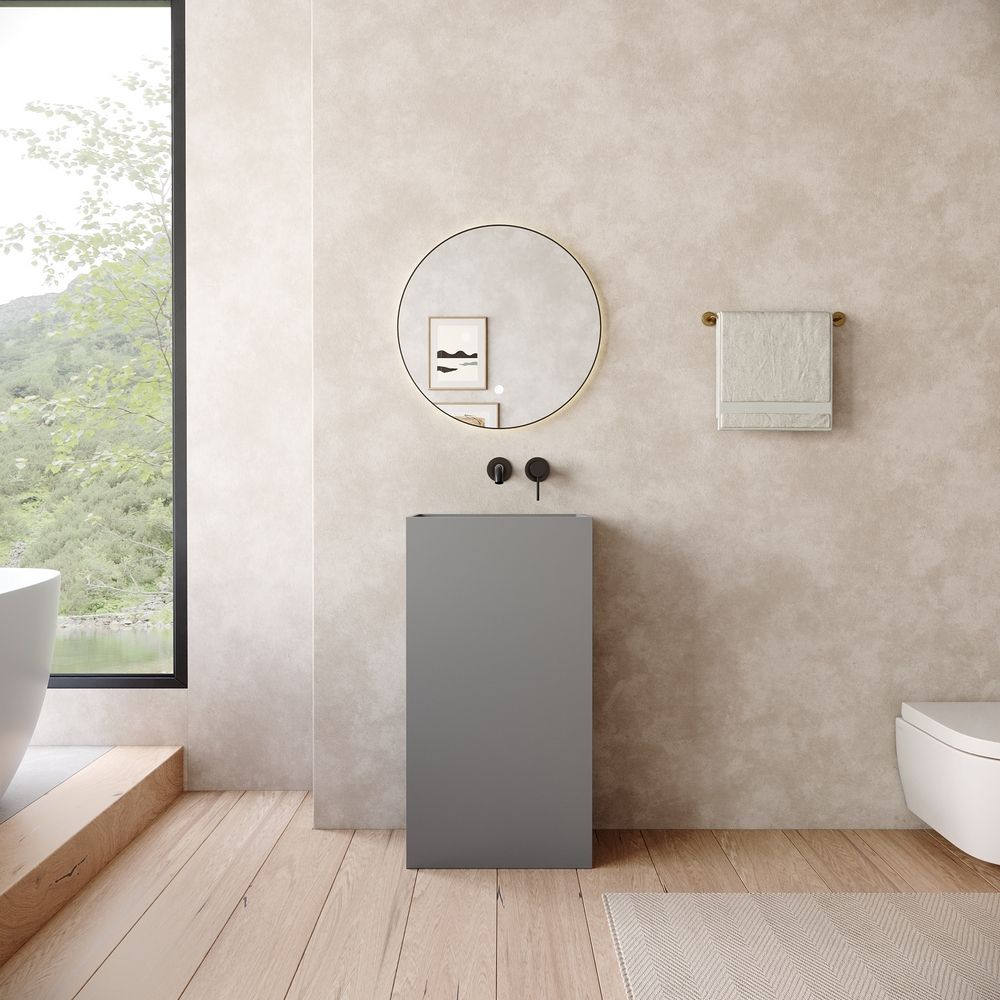 KT-6533 Open-Style Layered Storage Solid Surface Pedestal Basin